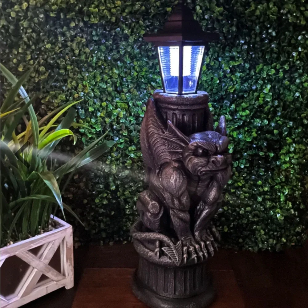 Gothic Guardian Gargoyle LED Solar Light - 20 inches